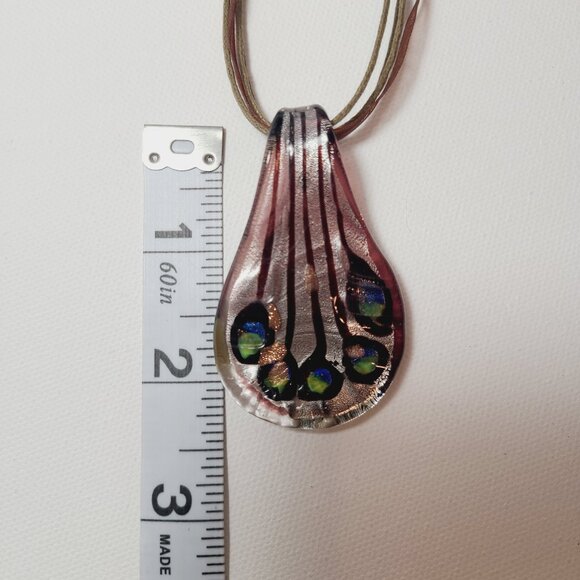 Iridescent Art Glass Pendant Necklace - Unique Teardrop Boho Style - Picture 10 of 10